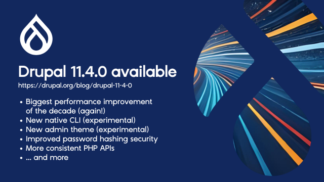 Banner mentioning Drupal 11.4.0 availability